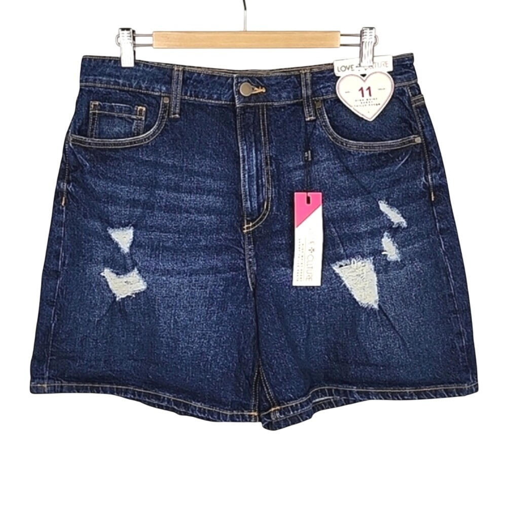 NWT Love Culture Women's High Waist Distressed Denim Jean Shorts 11